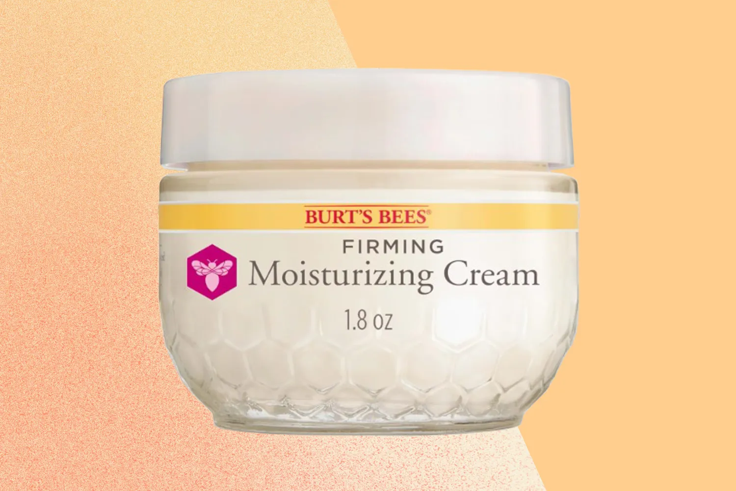 Burt's Bees Renewal Firming Face Cream on a yellow colorblock background